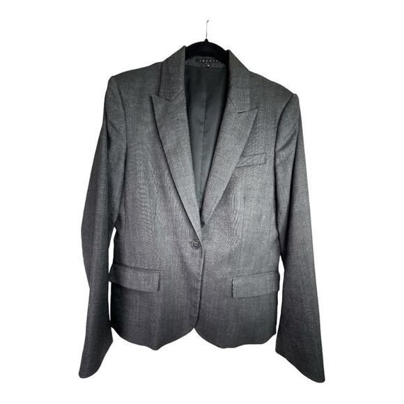 Theory Wool Blazer Single Breasted Charcoal Grey 10 - Picture 1 of 6